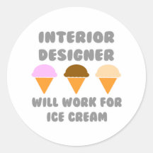 El interiorista… trabajará para el helado etiquetas redondas