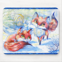 El invierno Foxes el cojín de ratón Tapetes De Ratones