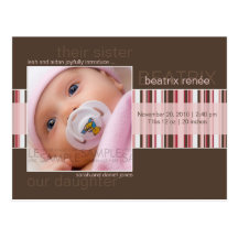 El invierno raya a Brown • Invitación del bebé Tarjetas Postales