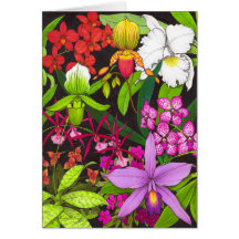 El jardín de la orquídea florece la tarjeta de fel