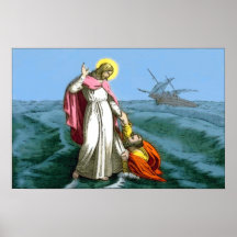 El Jesucristo camina en el agua Poster