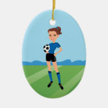 El jugador de fútbol del chica personalizado ornamento para reyes magos