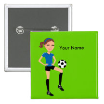El jugador de fútbol del chica personalizado pin
