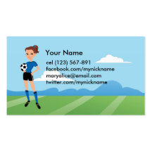 El jugador de fútbol del chica personalizado plantilla de tarjeta de visita