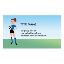 El jugador de fútbol del chica personalizado tarjeta de negocio