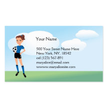 El jugador de fútbol del chica personalizado plantillas de tarjeta de negocio