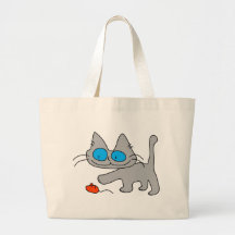 El jugar observado azul del gato del gatito bolsas de mano