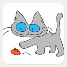 El jugar observado azul del gato del gatito pegatinas  