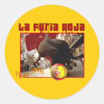 El La Furia Roja Raging Bull Futbol defiende 2008 Pegatina Redonda