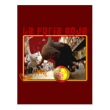 El La Furia Roja Raging Bull Futbol defiende 2008 Tarjeta Postal