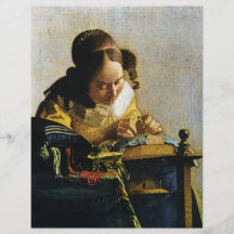 El Lacemaker de Juan Vermeer (circa 1670) Tarjetones