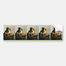 El Lacemaker de Juan Vermeer (circa 1670) Etiqueta De Parachoque