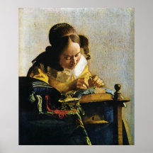 El Lacemaker de Juan Vermeer (circa 1670) Posters