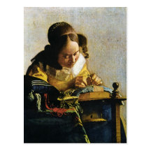 El Lacemaker de Juan Vermeer (circa 1670) Tarjeta Postal