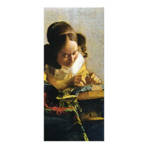El Lacemaker de Juan Vermeer (circa 1670) Tarjetas Publicitarias A Todo Color