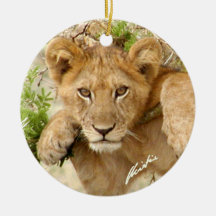 El león Cub adorna (2-sided) Ornamento De Reyes Magos