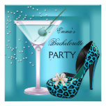 El leopardo azul del trullo del fiesta de Bachelor Invitacion Personalizada