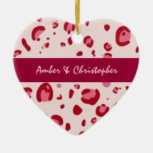 El leopardo rosado y rojo junta el ornamento C002 Adornos De Navidad
