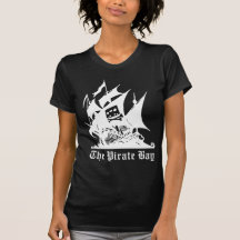 el logotipo del barco pirata de la bahía del pirat camisetas