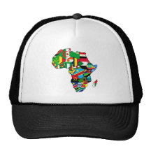 El mapa africano de las banderas de África dentro  Gorros Bordados