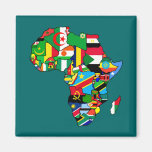 El mapa africano de las banderas de África dentro  Imán