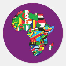 El mapa africano de las banderas de África dentro  Pegatinas Redondas