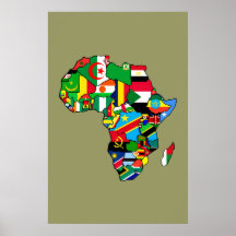 El mapa africano de las banderas de África dentro  Impresiones