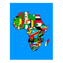 El mapa africano de las banderas de África dentro  Postales