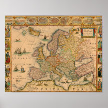 El mapa de Blaeu de la reproducción 1620 de Europa Posters