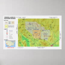 El mapa de la tierra federal meridional de Nevada  Posters
