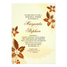 el marrón elegante deja invitaciones de la cena de invitaciones personalizada