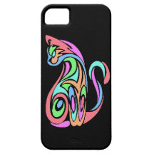 El mascota felino floral de la caja tribal del tel iPhone 5 carcasas