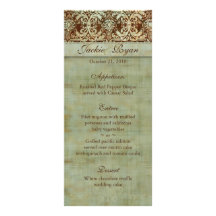 El menú del boda carda el vintage verde de Brown d Lona