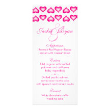 El menú del boda carda rosa lindo de los corazones lona personalizada