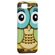 El modelo de zigzag lindo del Moorish del búho eli iPhone 5 Case-Mate Cárcasa