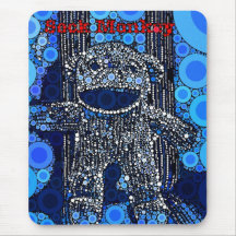 El mono azul enrrollado del calcetín circunda arte alfombrillas de ratones