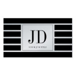 El monograma de YourJobTitle/rayó/negro/platino Tarjeta De Visita
