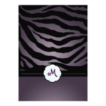 El monograma/la cebra raya invitaciones del boda anuncio personalizado