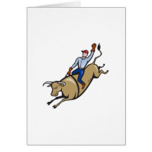 El montar de Bull del vaquero del rodeo retro Felicitacion