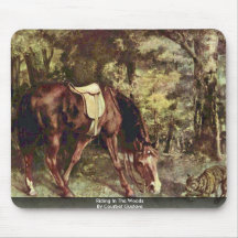 El montar en las maderas de Courbet Gustavo Tapetes De Ratones