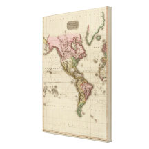 El mundo en la proyección de Mercator, parte occid Lona Envuelta Para Galerías