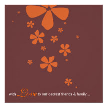 El naranja florece la invitación elegante del boda