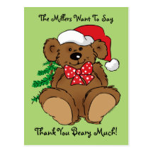 El navidad de Beary le agradece postal