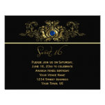 El negro adornado del oro remolina el dulce azul 1 invitación