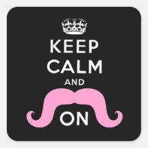 El negro divertido, rosa guarda calma y el bigote  calcomania cuadrada personalizada