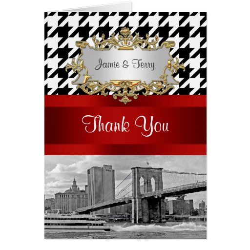 El negro Houndstooth blanco del puente de Brooklyn Felicitación
