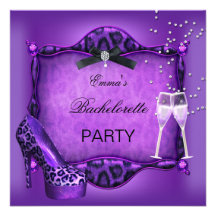 El negro púrpura del leopardo del fiesta de Bachel Invitacion Personalizada