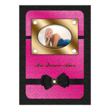 El negro y la foto arqueada rosa del membrillo inv invitacion personalizada