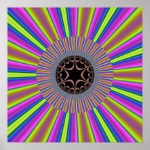 El neón raya fractal del resplandor solar posters