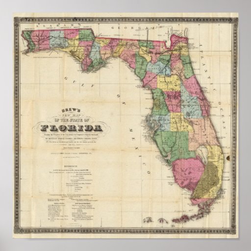 El nuevo mapa Drew's del estado de la Florida Impresiones